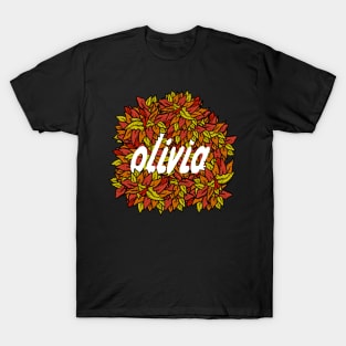 olivia, name art in leaves. T-Shirt